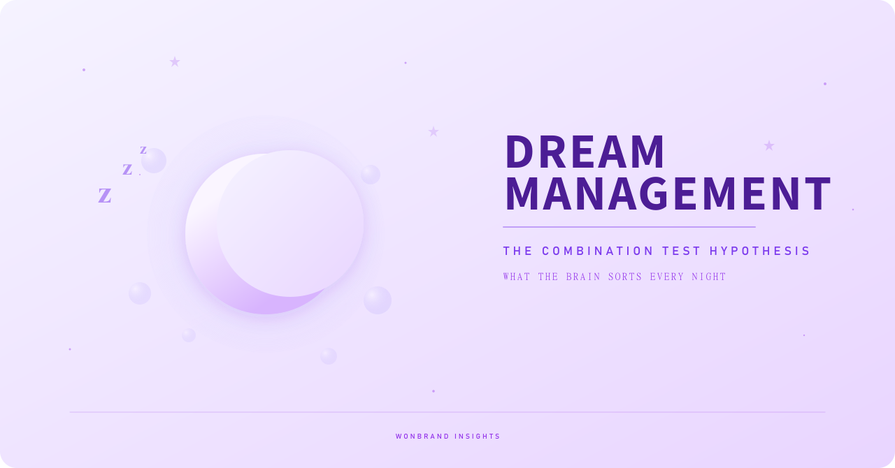淡い紫の背景に三日月と浮かぶ泡、「Zzz」を描いたイラストと「Dream Management」のタイトルが入った表紙画像